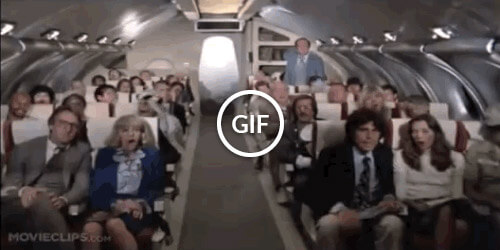 Click to play GIF Panic scene from Airplane movie
